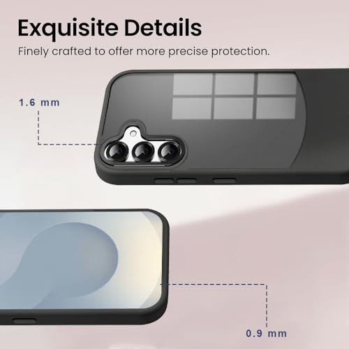 Image of KARWAN️Fusion Edge Leather Transparent Mobile Back Case | Slim Fit | Anti-Fingerprint| Scratch-Resistant | Premium Grip | Shockproof case | Back Cover for Samsung Galaxy S24 Plus || Black