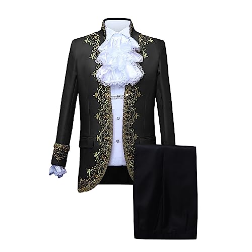 Men's Suits Slim Fit Renaissance 2 Piece Vintage Gothic Tailcoat Steampunk Jacket Pants Set Party Tuxedo Suits