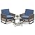 YITAHOME 3 Pieces Patio Furniture Set, Patio Wicker Chairs Outdoor Rocking Chairs Set of 2 with Rattan Side Table, Thickened Cushions, Rocker Patio Chairs Set for Porch, Poolside, and Yard, Blue