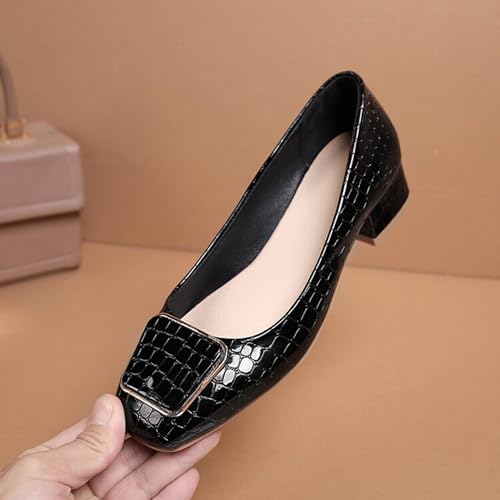 DEERBUNNY Women's Square Toe Low Heel Pumps Work Office Pump Shoes Slip On Dress Shoes3