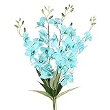 NAHUAA 4PCS Artificial Flowers Sky Blue Silk Fake Orchids Flowers Arrangment Indoor Outdoor Home Kitchen Office Party Wedding DIY Decoration