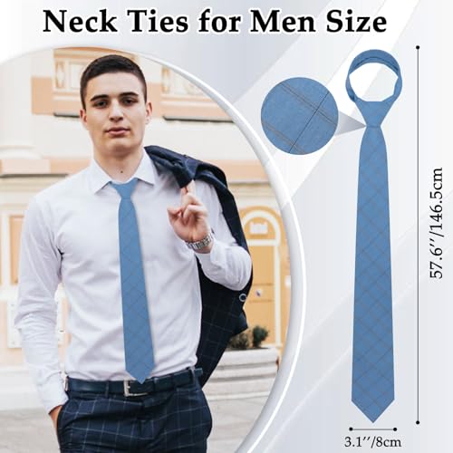 Image of Ties for Men, 3.15'' Mens Plaid Tie Checkered Pattern Necktie for Wedding Party Formal Casual Business Graduation