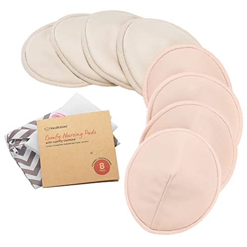 Image of Bamboo Viscose Nursing Pads - 8 Washable Organic Breastfeeding Pads, Wash Bag, Reusable Breast Pads for Breastfeeding, Nipple Pads for Breastfeeding, Breastfeeding Essentials (Neutrals, M 3.9")