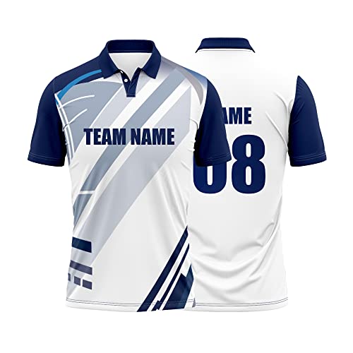 Cricket Polo Collar Sports Jersey for Men with Team Name, Name and