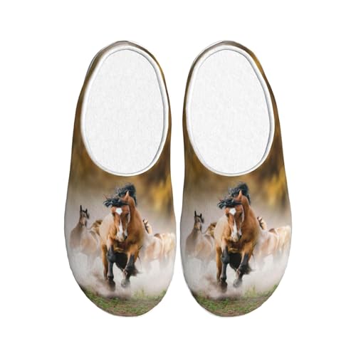 Pantoufles d'hiver chaudes en peluche EdWal chaussons antidérapants chevaux homme femme
