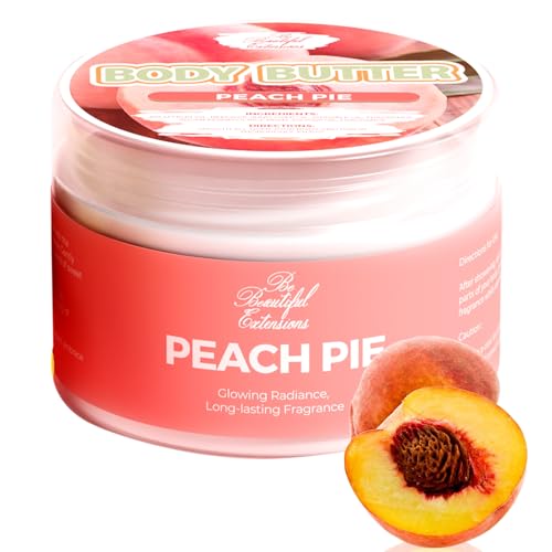 BE BEAUTIFUL EXTENSIONS body butter peach pie scent long -lasting fragrance,hydrate skin jojoba oil and more 8oz