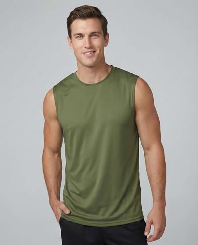 Image of Real Essentials 3 & 5 Pack: Men's Dry-Fit Active Athletic Tech Tank Top - Regular and Big & Tall Sizes (S-5XLT)