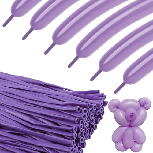 Image of Birthday Balloons - Purple 260 Long Balloons for Party & Wedding Events | Purple long balloons for balloon arch & party event decorations, thick latex & easy to inflate, great for birthday wedding