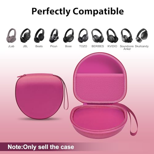 Image of Headphone Headset Case for Beats /JBL /JLab /TOZO /BERIBES /Picun /KVIDIO Noise Cancelling Over-Ear Foldable Headphone (Rose)