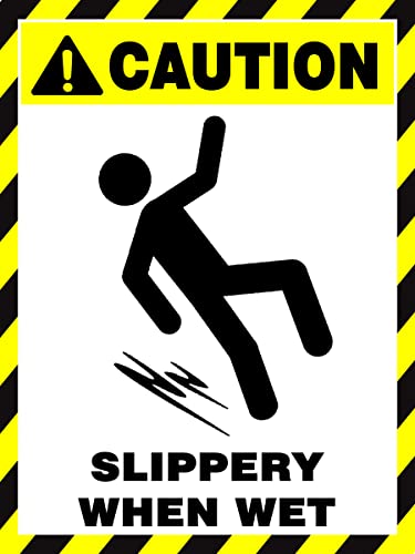 Caution Slippery when wet Sign Sticker (Indoor use Only)