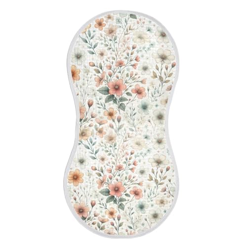 Muslin Baby Burp Cloths, Orange Flowers Cotton Soft Burp Cloths for Newborns​​, Extra Absorbent Burp Cloths 2-Pack​​, 22 x 11 Inch2