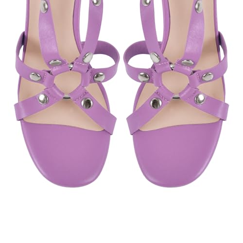 Image of VERISSON Women's Grommets Stiletto Sandals Platform Open-back High Heels Cross Bands Open Toe Buckle-up Ankle Sandals Party Dressing