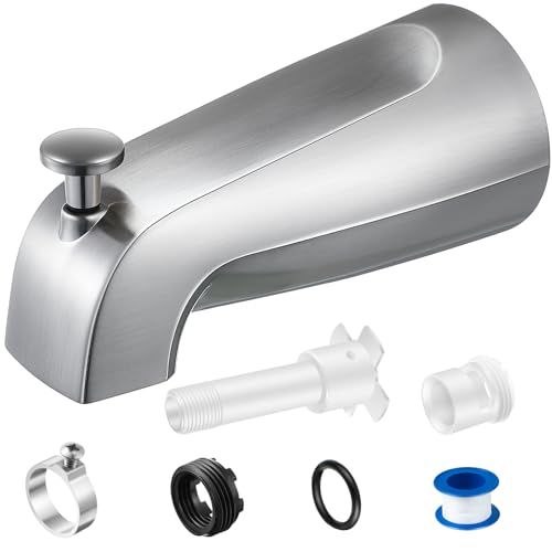 Enhon Tub Spout with Diverter, Universal Fits 1/2'' Copper Pipe, 1/2'' IPS and 3/4'' IPS, Bathroom Bathtub Tub Faucet Replacement with Adapters (Brushed Nickel)