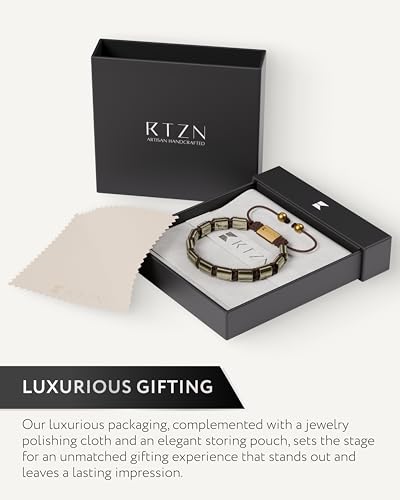 Pulsera de piedra pirita para hombre RTZN ajustable miniatura 5