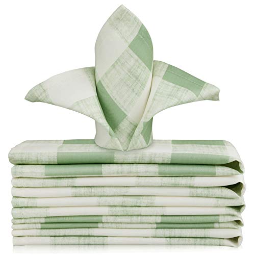 Vcvcoo Cloth Napkins Set Of 6 Plaid Fabric Dinner Napkins Washable For Farmhouse Décor, Family Dinners, Bbq's, Picnic And Holidays (17 Inch Square,Green) #TOP10