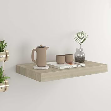 Floating Wall Shelf Oak 15.7"x9.1"x1.5" MDF, Kitchen Wall Cabinet, Floating Bookshelf, CD Wall Shelf, Floating Shelves for Home Decor, and Space-Saving Design