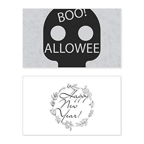 Tarjeta de felicitación de Año Nuevo con calavera de Halloween de diseño artístico original