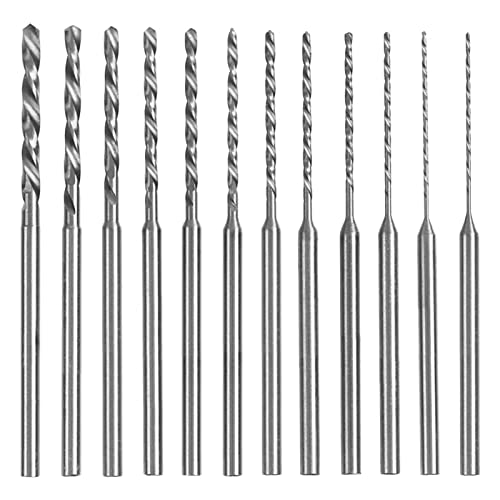 Yuentoen 2,35 Schaft Mini Micro Bohrer-Set 12 Stück 0,5-2,0 mm Twist Bohrer DIY Kit HSS Gravur Bohrer Bits Lochbohrwerkzeug für DIY Bernstein, Perlen und Bienenwachs ﻿