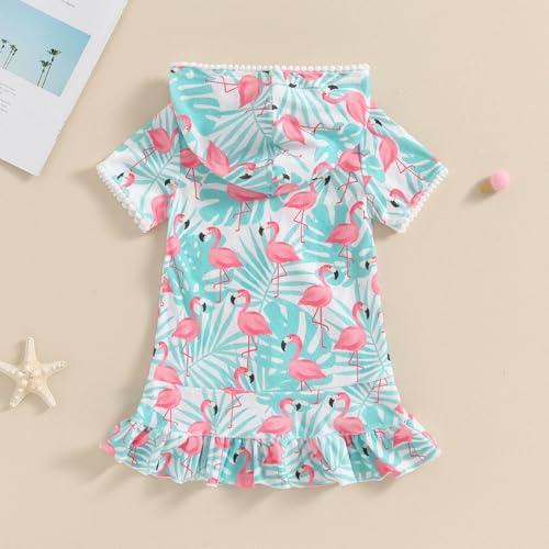 Baby Girl Swimsuit Cover Up Hooded Zip Up Beach Bathing Suit Towel Coverup Toddler Pool Robe Dress Swimwear3
