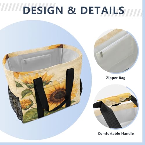 STAYTOP Retro Sunflower Large Beach Bags for Women & Men,Waterproof Sandproof Beach Tote Swim Pool Bag for Pool Gym Grocery Travel3