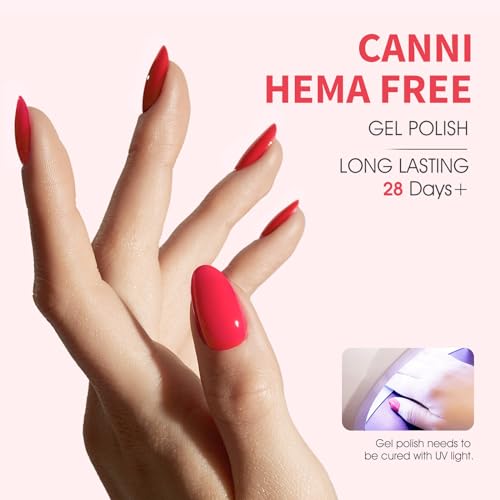 Image of CANNI Bright Red Gel Nail Polish, 1Pcs Red Gel Polish Color Nail Polish High Gloss Soak Off U V Nail Manicure Salon DIY