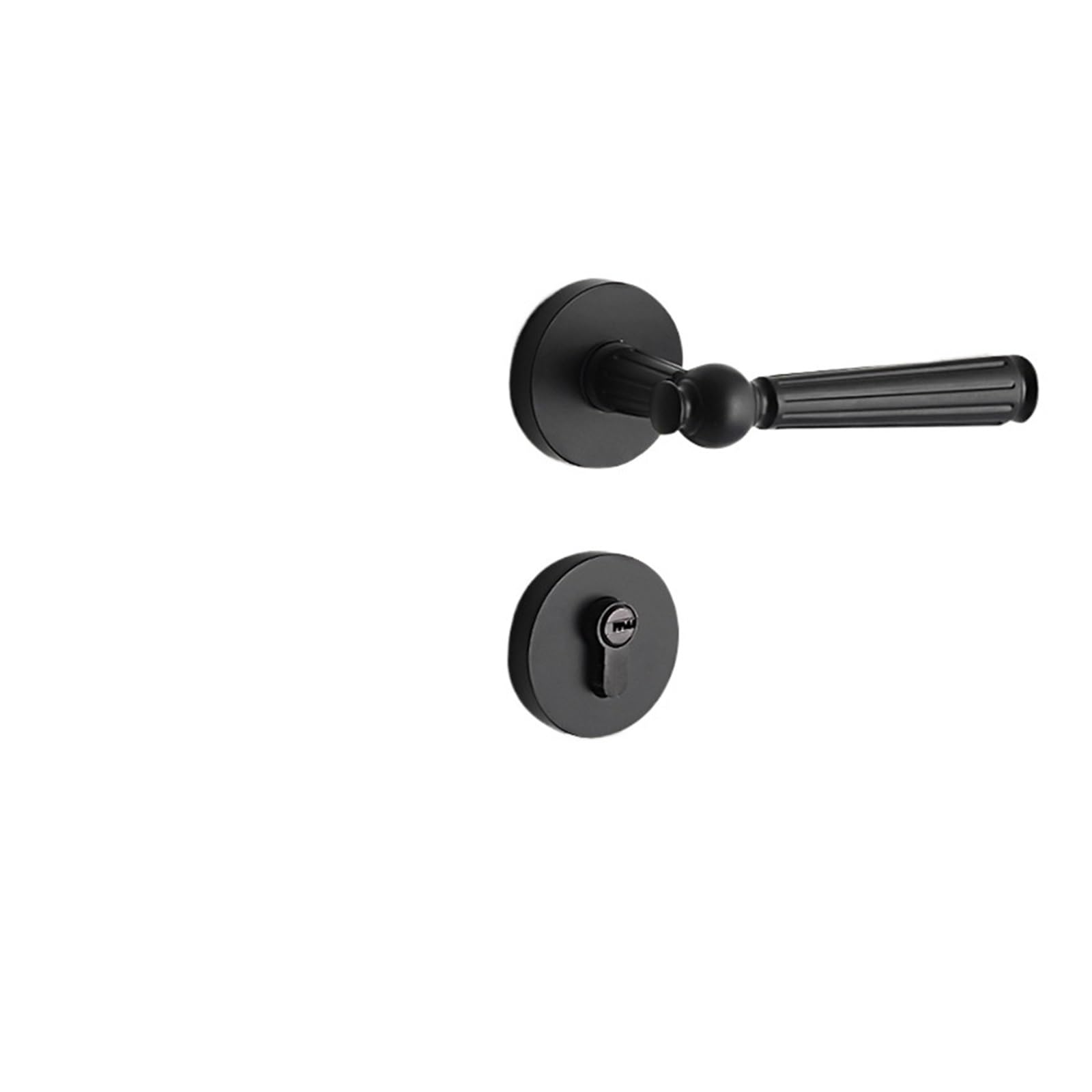 NYRXRYTCA Indoor Door Lock Bedroom Simple Magnetic Silent Black zinc Alloy Handle Lock Door Handle Split Wooden Door Lock(Yahei B 7250 lock body)