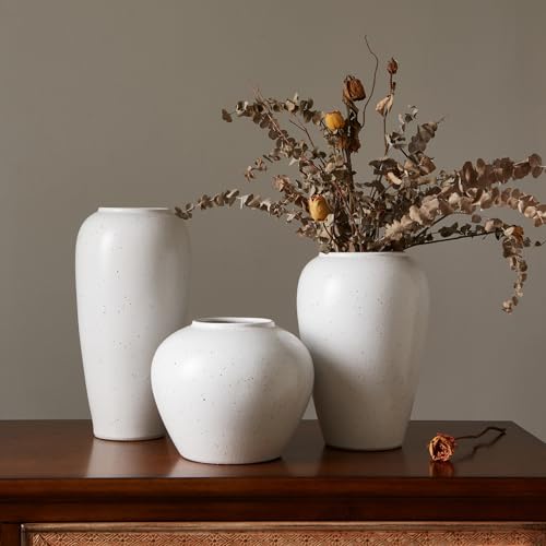 Smiletag Vaso rústico para decoração de casa, vaso de cerâmica alto, vasos grandes para decoração de