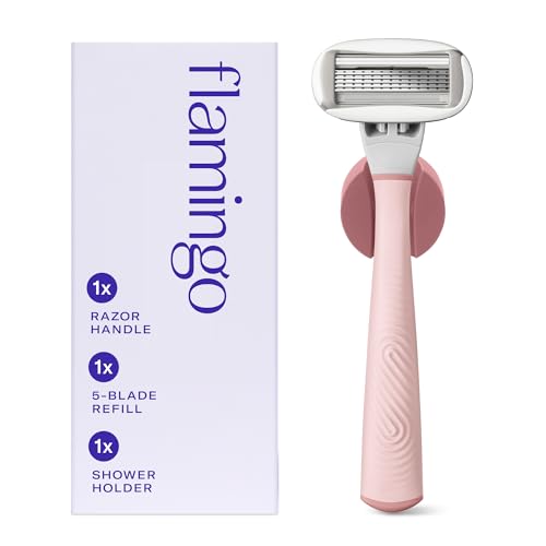 Flamingo Razors for Women, 1 Razor (Sage) Handle, 1 Razor Blade Refill, and 1 Shower Holder