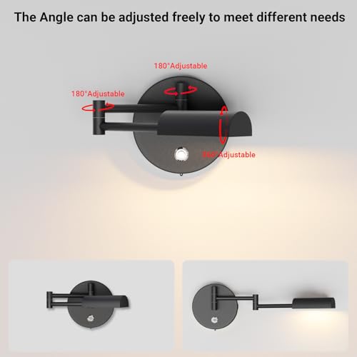 Image of Tipace Black Vintage Wireless Battery Operated Wall Sconces,Rechargeable Cordless Battery Powered LED Wall Lights,Indoor 180Rotate with Remote Control for Bedroom Farmhouse Gallery(Bulb Included)