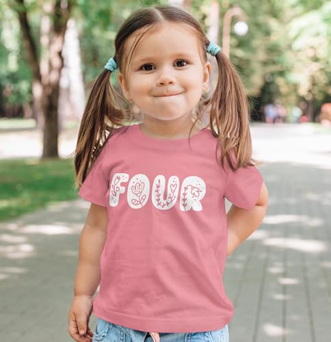 Image of Floral Numbers Ages 1-7 Birthday Girl Shirt for Baby & Toddler Youth Girls