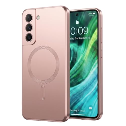 Image of amazon basics Premium Mag-Safe Case for Samsung Galaxy S21FE 5G | Shockproof & Anti-Scratch Cover | Soft Silicone with Wireless Charging | Camera Lens Guard - Rose Gold