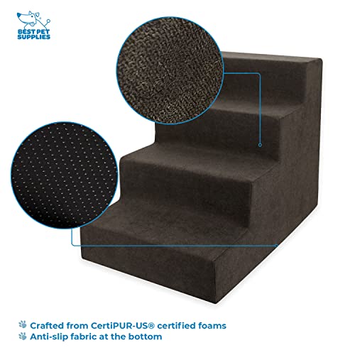 Best Pet Supplies Foam Pet Steps For Small Dogs And Cats, Portable Ramp Stairs For Couch, Sofa, And High Bed Climbing, Non-Slip Balanced Indoor Step Support, Paw Safe - Dark Brown, 4-Step (H: 18") #TOP2