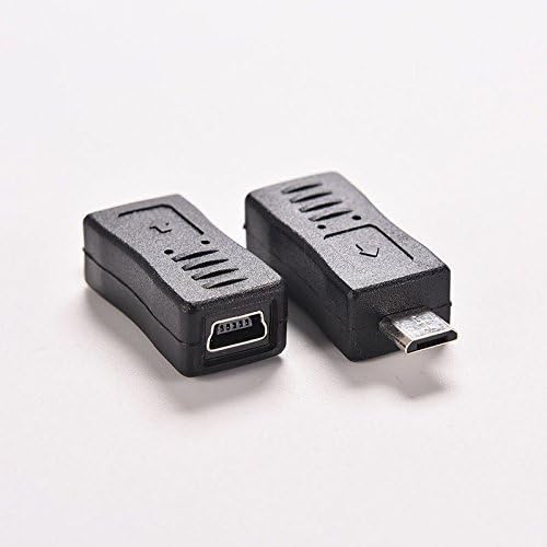 [2 Pack] TravelCables Black USB Micro Male to USB Mini Female Adapter - USB Type B Micro to USB Type B Mini - Cable Connector Adaptor Charger Converter