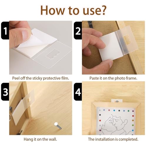 Image of 10 Pcs Adhesive Picture Hangers Plastic Sawtooth Hanging Pictures Without Nails Foamboard Hanger No Hole for Poster Back of Frames