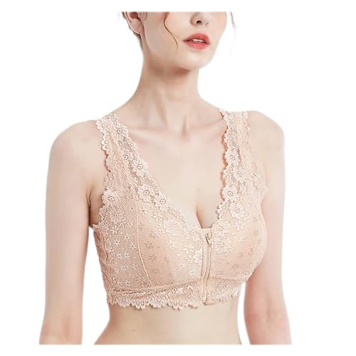 La mejor selección de Sostenes para la mastectomía para Mujer - solo los mejores. 44 ANMUR Sujetadores De Mastectomía De Encaje Sexy For Mujer Ropa Interior De Cierre Frontal Sujetador Deportivo De Prótesis De Mama Sin Alambre con Bolsillos (Color : Beige, Size :...