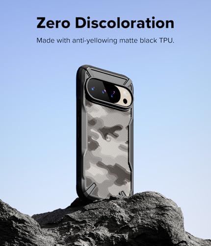 Image of Ringke Fusion-X Compatible with iPhone Series Case Back Cover Transparent Hard Back Soft Flexible TPU Bumper Scratch Resistant Shockproof Protection (Camo Black, Pixel 10 /10 Pro)