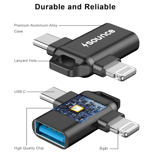 Image of Sounce USB 3.0 to Lightning Adapter Connector - Female to Male High-Speed Data Transfer Converter, OTG Cable for Multi-Device Sync & Charging