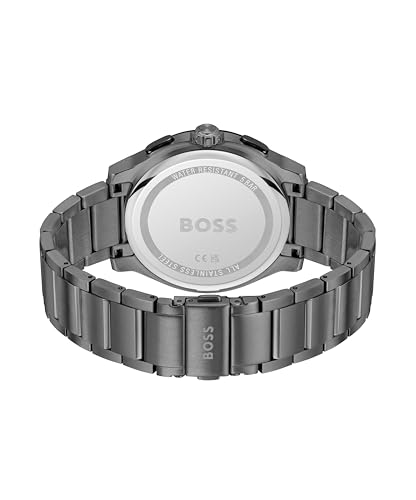 Image of BOSS Peak 2.0 Qtz Chrono Black Round Dial Men's Watch|Stainless Steel Material|Black Color Band - 1514192