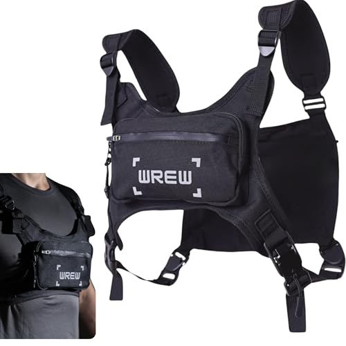 WREW Bolsa de peito resistente à água para homens - Mochila minimalista para treino - Bolsa transver