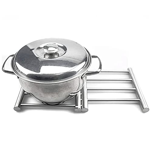 Descanso de Panelas Duplo Extensível Aço Inox 2 em 1 Casa Cozinha