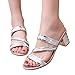Sommer Strass Sandalen Damen Elegant mit Absatz Sexy Slip On Quadratischer Kopf Sandaletten Stiletto Blockabsatz High Heels Pumps Slides Sommerschuhe Strandsandalen Vintage Abendschuh