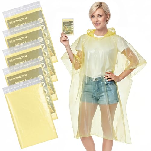 Image of APEXUP Disposable Rain Ponchos for Adults, 5PK /10PK /50PK Emergency Rain Poncho for Camping Hiking Travelling