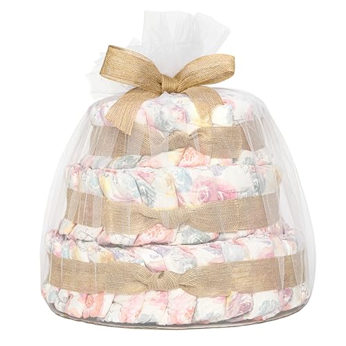 Image of The Honest Company Deluxe Diaper Cake, Diapers Baby Personal Care Plant-Based Wipes, Rose Blossom, Size 1 8-14 lbs 70 Count