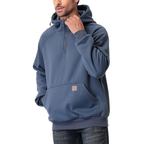 Men's Fashion Hoodie Fleece Warm Sweatshirt | Fleece-Lined Thickened Quarter-Zip Design Pullover Versatile4