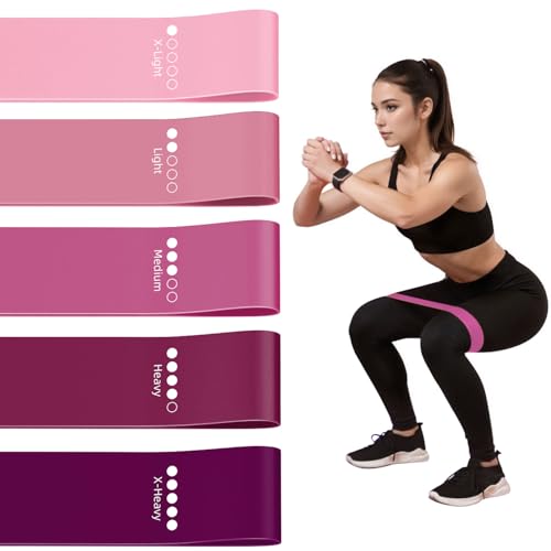 Resistance Loop Exercise Bands for Home Fitness, Yoga Pilates, Stretching, Strength Training, and Physical Therapy - Elastic Bands Set Workout Bands for Women&Men - Pink