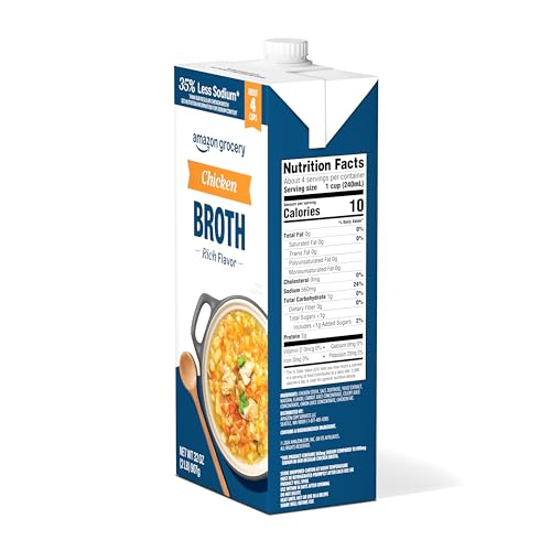 Image of Amazon Grocery, Chicken Broth, 35% Less Sodium, 32 Oz