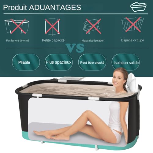 Bañera plegable portátil y bañera de inmersión para baño de agua caliente en casa 4