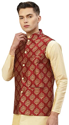 Maple Clothing Men's Nehru Jacket Indian Waistcoat Brocade Traditional Wedding Guest Modi Vest Bandhgala2