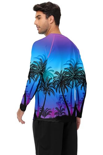 Image of AOBUTE Mens Long Sleeve Swim Shirt Quick Dry Sun Protection Rash Guard