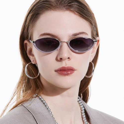 Small Cat Eye Fashion Women Double Color Sunglasses Retro Men Rivets Gradient Uv4002
